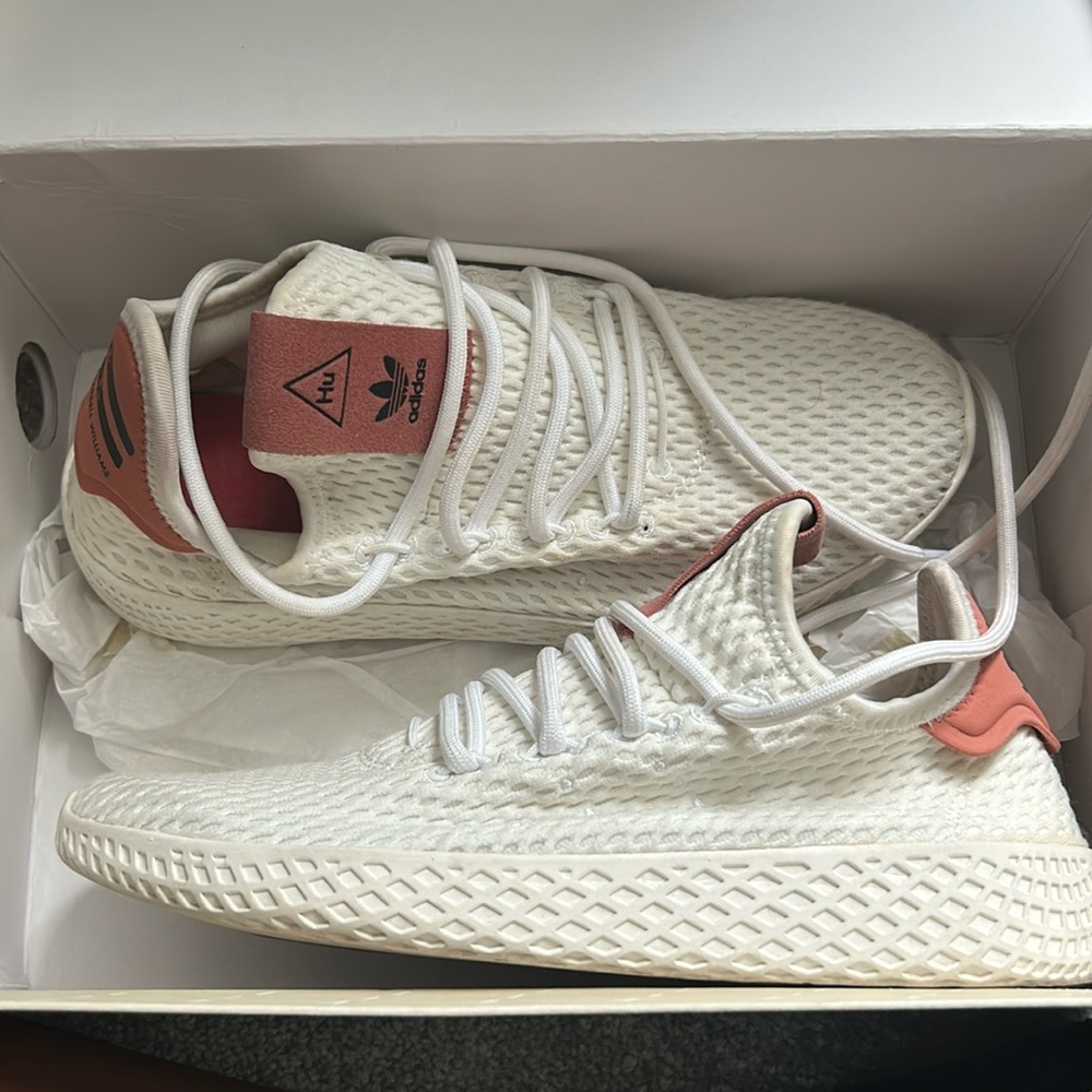 adidas Originals White Sneakers with Pink-Coral Accents